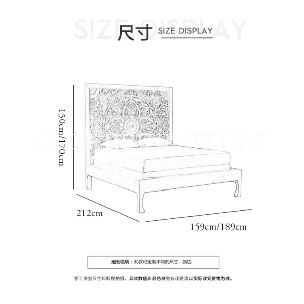 Country retro solid wood 1.5 m 1.8 m log double high-end homestay carved wedding bed - Image 7