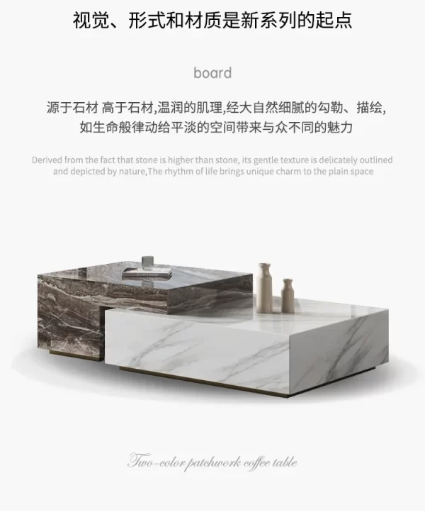 Marble Coffee Table Living Room Home Large Apartment Modern Minimalist Italian Minimalist Square Silent Style - Image 11