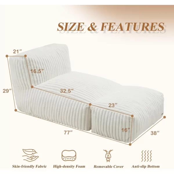 Bean Bag Chairs Lounger Chair Large Beanbag Chair for Adults Bean Bag Sofa with Memory Filled for Bedroom, Living Room - Image 2