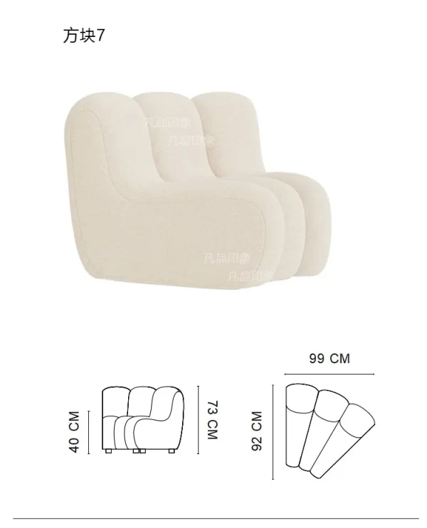 Mid-Ancient Curved Piano Keys Sofa Cream Style Beauty Salon Hotel Special-Shaped Double-Sided Large Sofa - Image 12