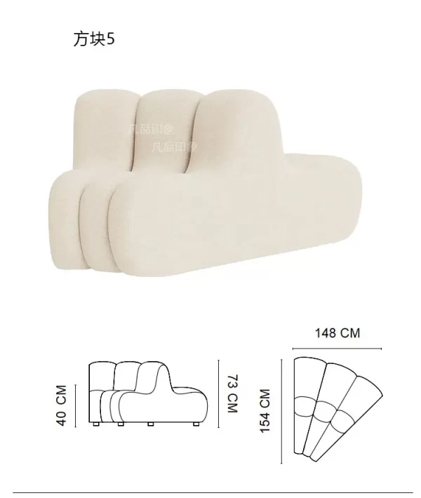 Mid-Ancient Curved Piano Keys Sofa Cream Style Beauty Salon Hotel Special-Shaped Double-Sided Large Sofa - Image 10