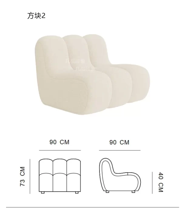 Mid-Ancient Curved Piano Keys Sofa Cream Style Beauty Salon Hotel Special-Shaped Double-Sided Large Sofa - Image 7