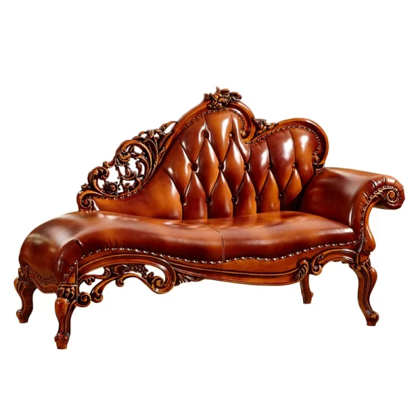 Concubine recliner American solid wood concubine couch bedroom beauty couch living room single leather small sofa European concu
Living room chaise. - Image 9