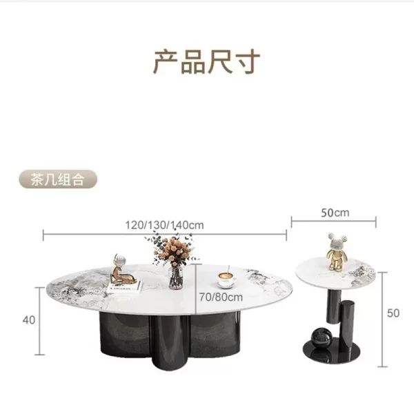 Vintage Marble Coffee Table Japanese Luxury Round Modern Coffee Table Aesthetic Minimalist Mesas De Centro Para Sala Furniture - Image 4