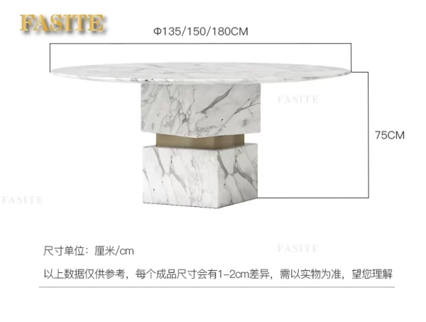 Natural marble dining table, round table, Nordic Italian light luxury simple dining table and chair combination, post-modern - Image 24