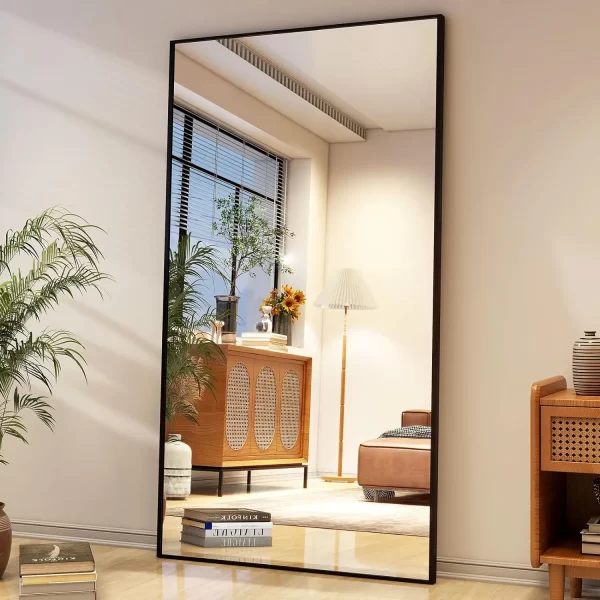 Full Length Mirror with Stand 34"x76" Full Body Mirror Floor Mirror Standing Hanging or Leaning Wall, Wall Mirror with Stand Alu