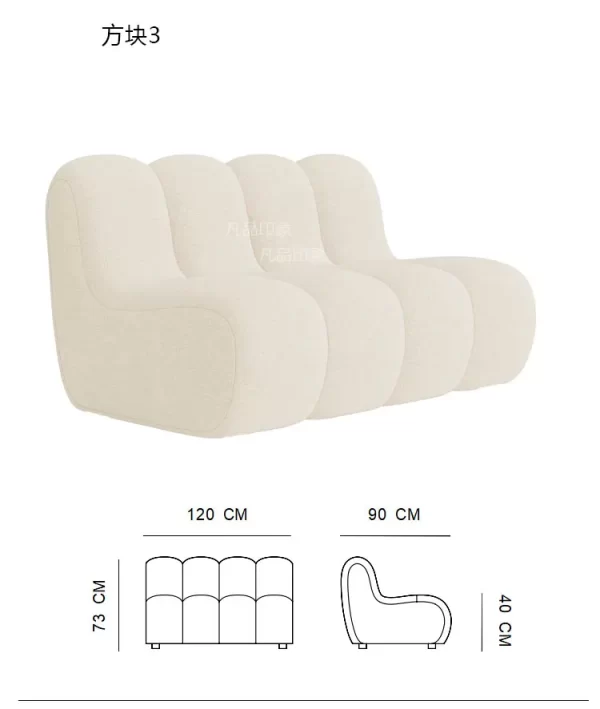 Mid-Ancient Curved Piano Keys Sofa Cream Style Beauty Salon Hotel Special-Shaped Double-Sided Large Sofa - Image 27