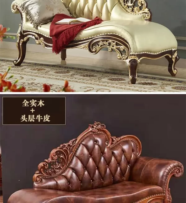 Concubine recliner American solid wood concubine couch bedroom beauty couch living room single leather small sofa European concu
Living room chaise. - Image 22