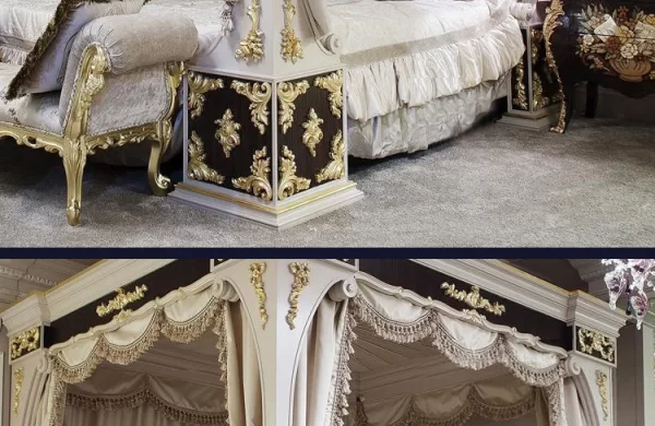 French solid wood carved double bed court master bedroom European royal luxury princess bed - Image 10