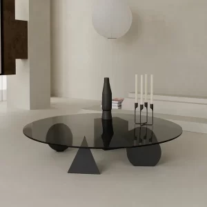 Light Luxury Glass Coffee Tables Home Balcony Side Table Creative Geometric Art Round Corner Table Nordic Living Room Furniture