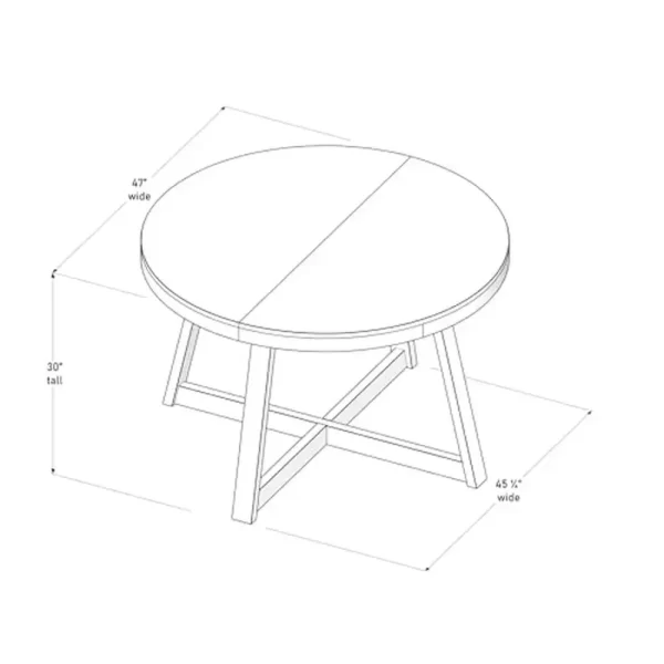 Solid Wood Round Dining Table 47" Farmhouse Kitchen Table 4 Pecan Wirebrush Finish Dining Table 47x30" H - Image 8