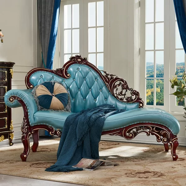 Concubine recliner American solid wood concubine couch bedroom beauty couch living room single leather small sofa European concu
Living room chaise. - Image 3