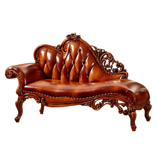 Concubine recliner American solid wood concubine couch bedroom beauty couch living room single leather small sofa European concu
Living room chaise. - Image 10