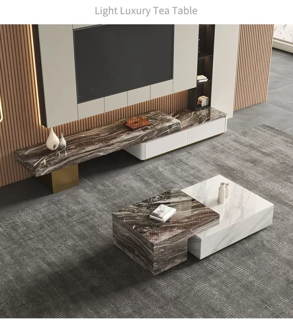 Marble Coffee Table Living Room Home Large Apartment Modern Minimalist Italian Minimalist Square Silent Style - Image 13