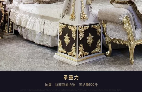 French solid wood carved double bed court master bedroom European royal luxury princess bed - Image 19