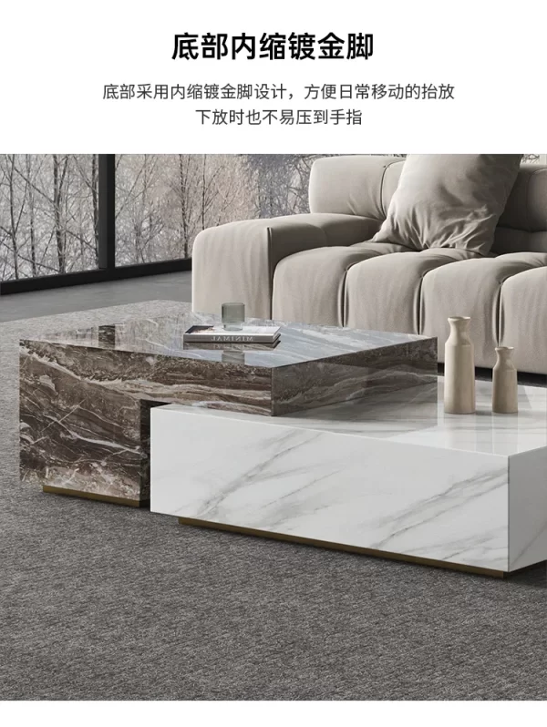 Marble Coffee Table Living Room Home Large Apartment Modern Minimalist Italian Minimalist Square Silent Style - Image 22