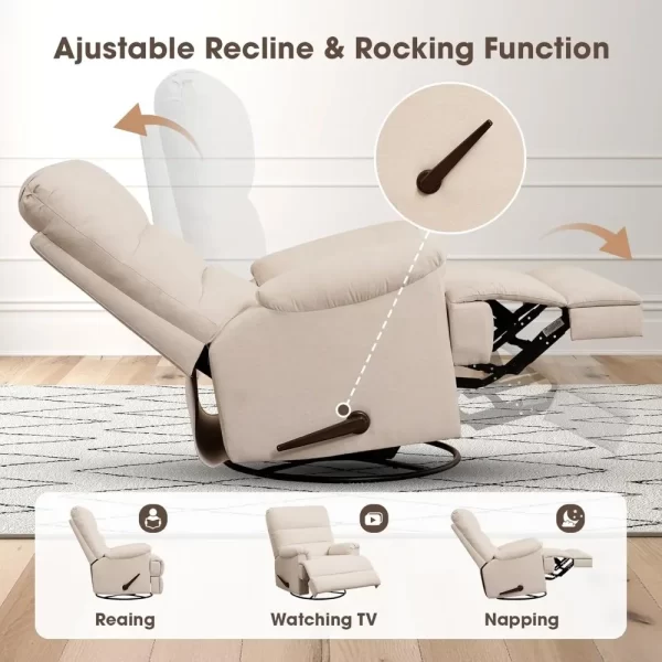 Large Swivel Rocker Recliner Chair,Glider Rocker Recliner,Lazy Recliner Chair with High Back,for Living Room,Living Room Chairs - Image 10