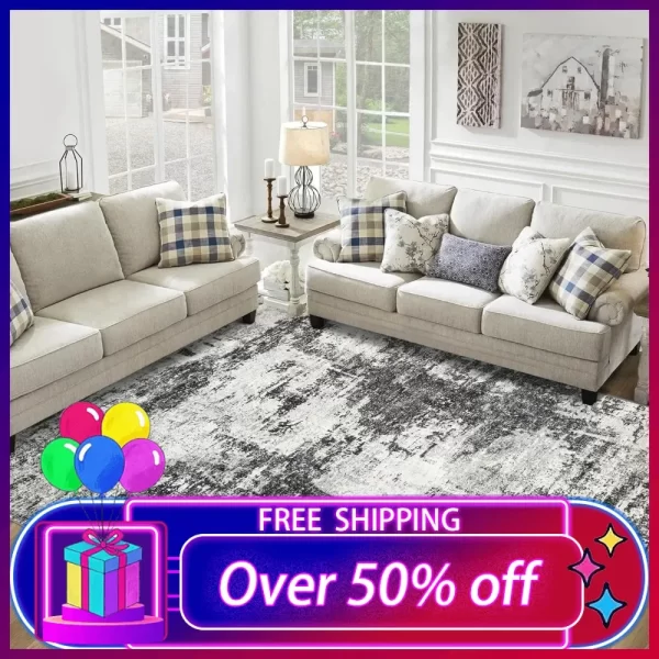 9x12 Area Rugs Living Room Rugs: Large Washable Rug with Anti-Slip Backing Non-Shedding Stain-Resistant , Carpet for living room