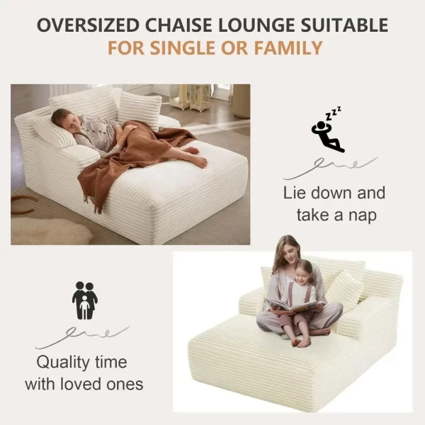 Oversized Chaise Lounge Chair,Corduroy Fabric Single Sofa Chair,Upholstered Lounge Chair with Pillows Suitable for bedrooms - Image 5