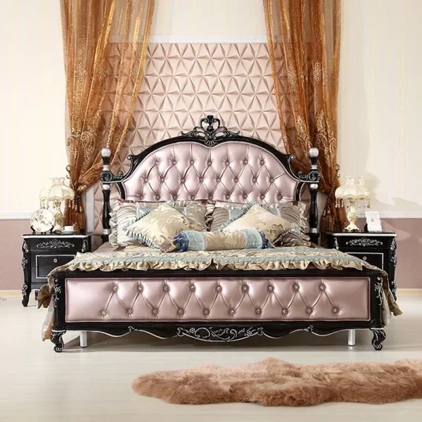 Master Villa Luxury Bed European Princess Leather Headboard King Size Bed Human Bedding Modern Muebles Para Dormitorio Furniture - Image 2