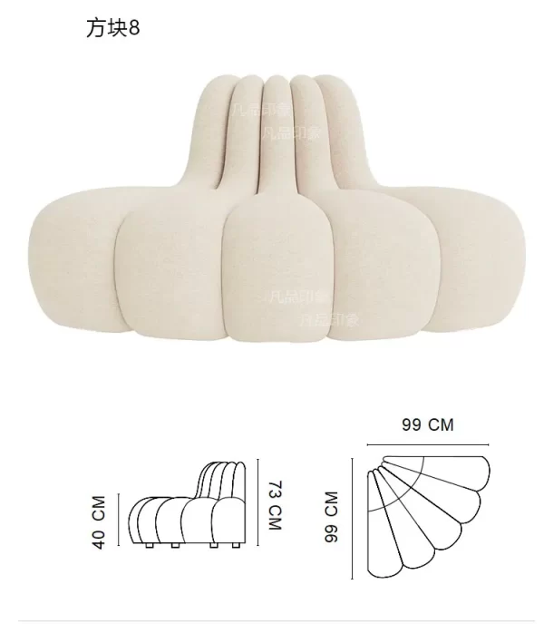 Mid-Ancient Curved Piano Keys Sofa Cream Style Beauty Salon Hotel Special-Shaped Double-Sided Large Sofa - Image 13