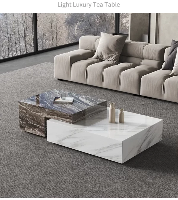 Marble Coffee Table Living Room Home Large Apartment Modern Minimalist Italian Minimalist Square Silent Style - Image 15