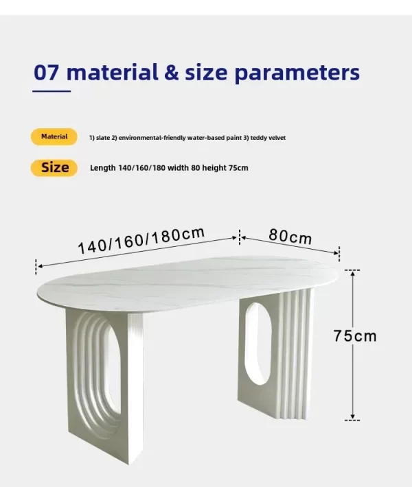 Dining Table Set，dining Room Sets Table and Chairs Dinner Service Kitchen Living Room White SLATE Nordic Style - Image 25