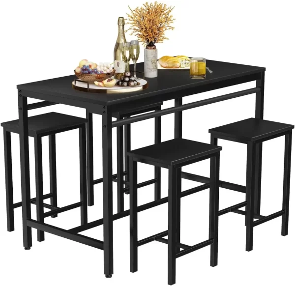 Dining Room Table Set with Sturdy Metal Frame Bar Table - Image 6