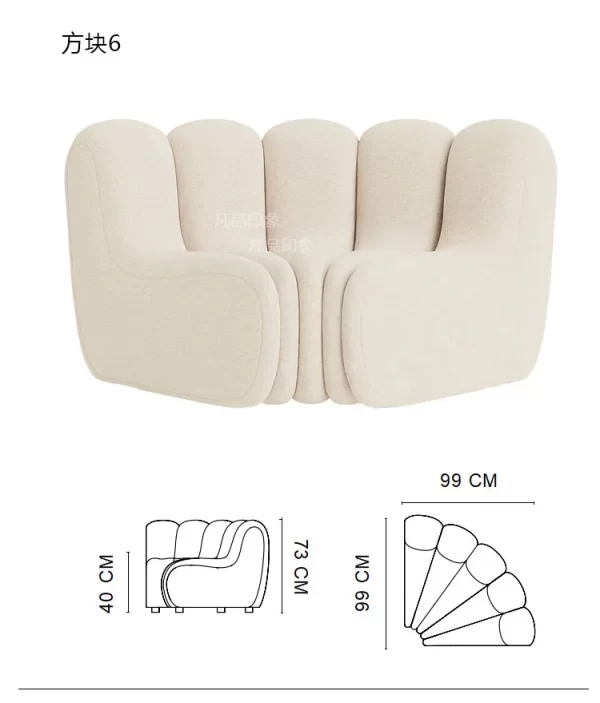 Mid-Ancient Curved Piano Keys Sofa Cream Style Beauty Salon Hotel Special-Shaped Double-Sided Large Sofa - Image 30