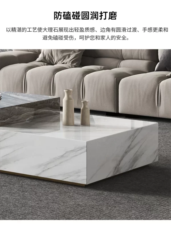 Marble Coffee Table Living Room Home Large Apartment Modern Minimalist Italian Minimalist Square Silent Style - Image 21