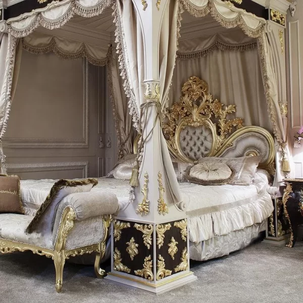 French solid wood carved double bed court master bedroom European royal luxury princess bed - Image 2