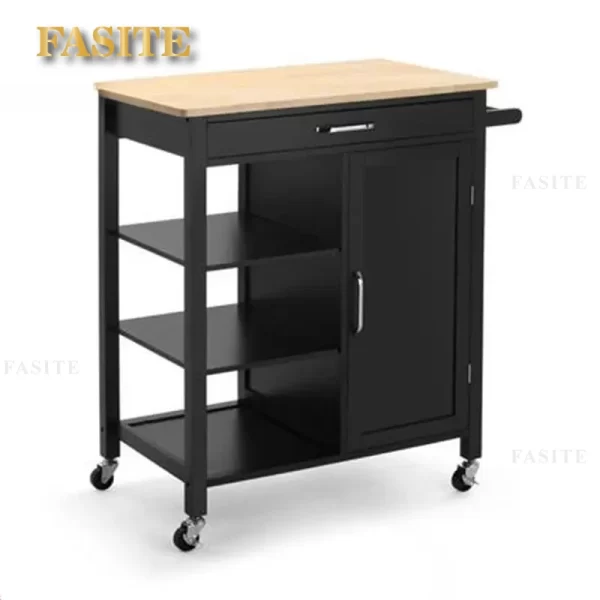 European Wooden Kitchen Trolleys for Furniture Household Auxiliary Cart Multilayer Storage Simple Restaurant Food Delivery Truck - Image 5