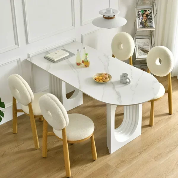 Dining Table Set，dining Room Sets Table and Chairs Dinner Service Kitchen Living Room White SLATE Nordic Style - Image 5