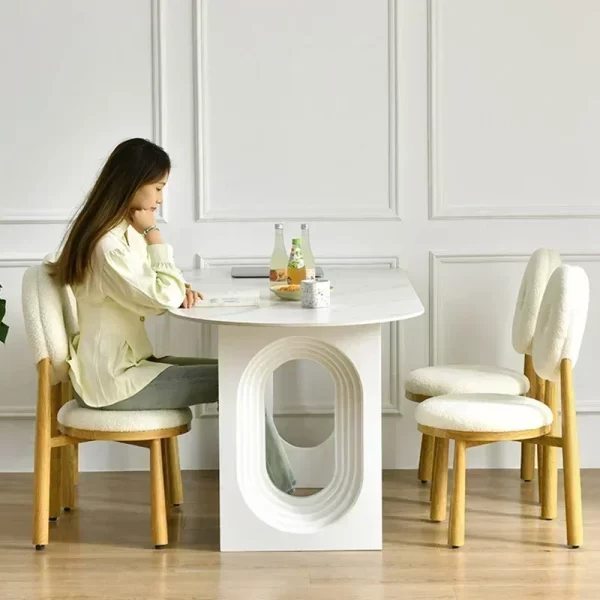 Dining Table Set，dining Room Sets Table and Chairs Dinner Service Kitchen Living Room White SLATE Nordic Style - Image 3