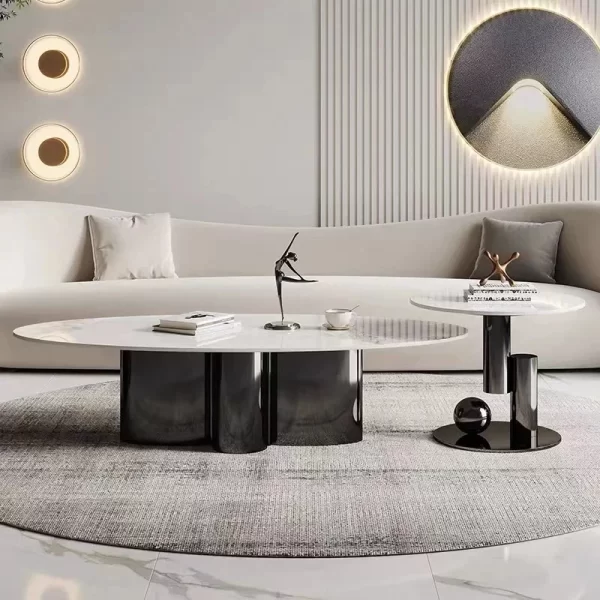 Vintage Marble Coffee Table Japanese Luxury Round Modern Coffee Table Aesthetic Minimalist Mesas De Centro Para Sala Furniture - Image 2