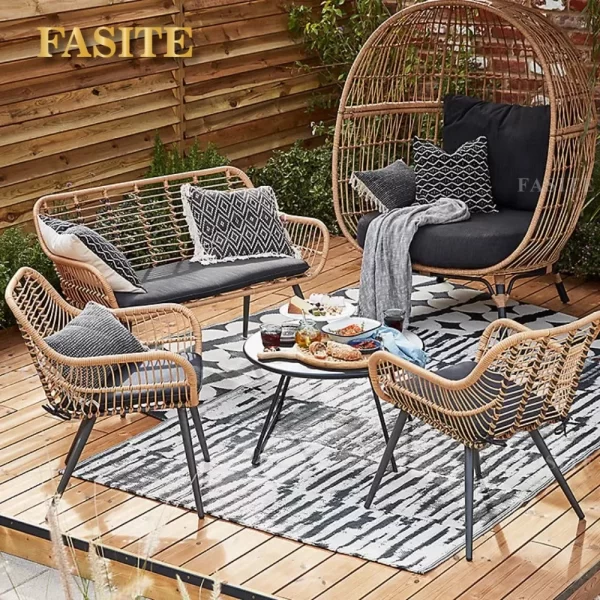 Nordic Outdoor Lazy Vine Chair Round Bird's Nest Sofa Leisure Furniture Resort Courtyard Balcony Small Table and Chair Combinati - Image 12