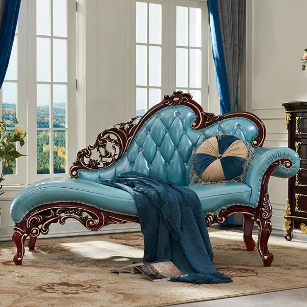 Concubine recliner American solid wood concubine couch bedroom beauty couch living room single leather small sofa European concu
Living room chaise. - Image 11