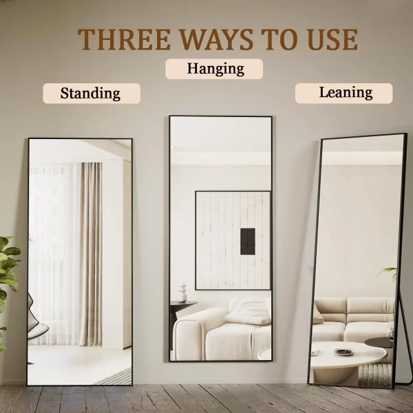 Full Length Mirror with Stand, 71"x26" Mirror Full Length,Full Body Mirror with Aluminum Alloy Frame, Hanging or Leaning Against - Image 4