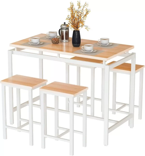 Dining Room Table Set with Sturdy Metal Frame Bar Table - Image 8