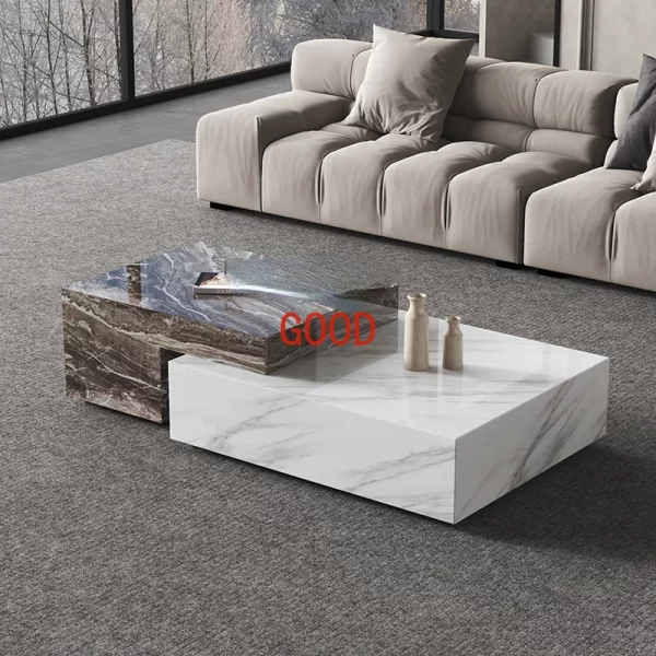 Marble Coffee Table Living Room Home Large Apartment Modern Minimalist Italian Minimalist Square Silent Style - Image 2