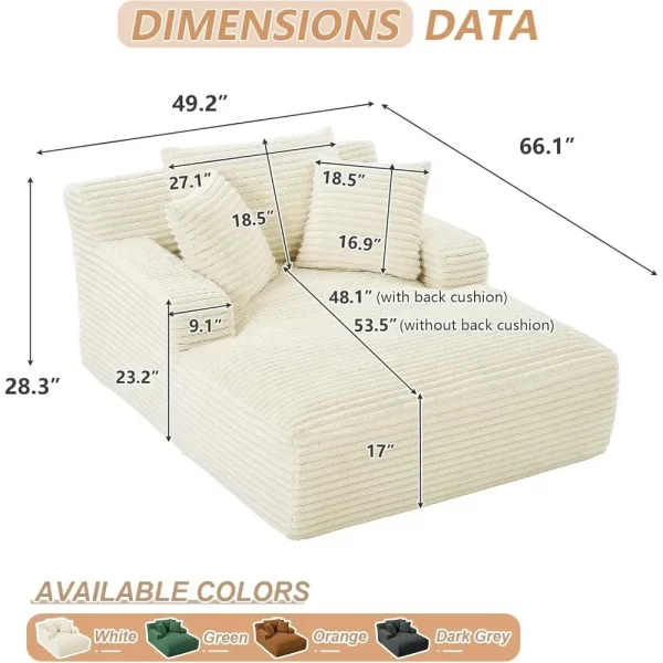 Oversized Chaise Lounge Chair,Corduroy Fabric Single Sofa Chair,Upholstered Lounge Chair with Pillows Suitable for bedrooms - Image 2