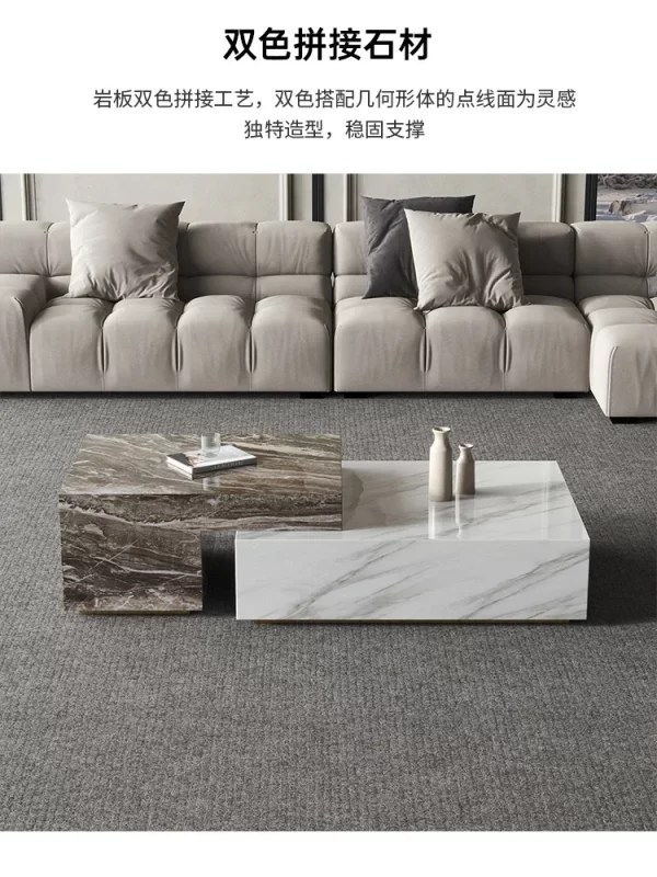 Marble Coffee Table Living Room Home Large Apartment Modern Minimalist Italian Minimalist Square Silent Style - Image 20