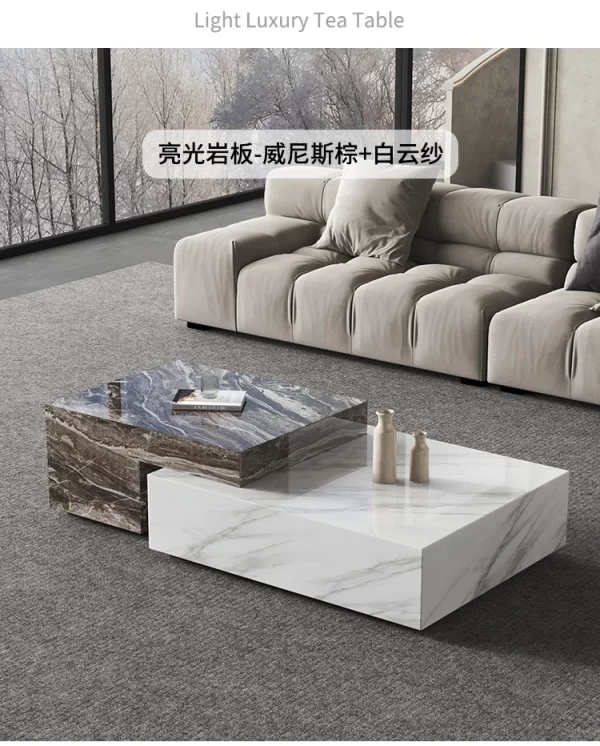 Marble Coffee Table Living Room Home Large Apartment Modern Minimalist Italian Minimalist Square Silent Style - Image 17