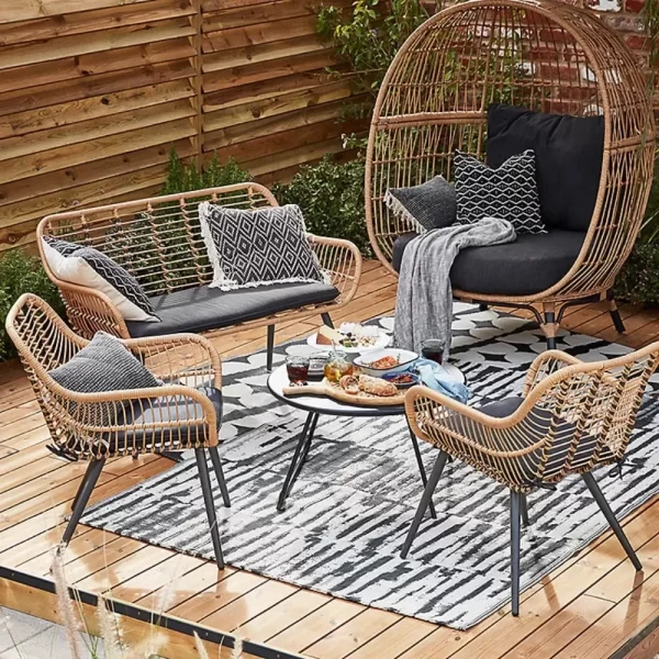 Nordic Outdoor Lazy Vine Chair Round Bird's Nest Sofa Leisure Furniture Resort Courtyard Balcony Small Table and Chair Combinati - Image 2