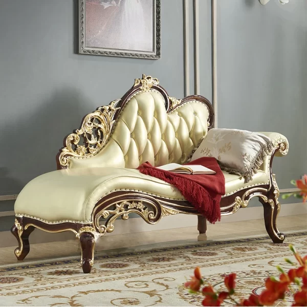 Concubine recliner American solid wood concubine couch bedroom beauty couch living room single leather small sofa European concu
Living room chaise. - Image 4