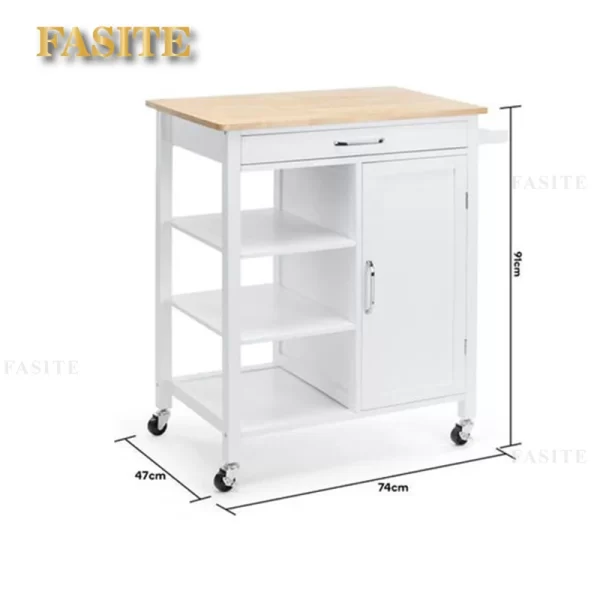 European Wooden Kitchen Trolleys for Furniture Household Auxiliary Cart Multilayer Storage Simple Restaurant Food Delivery Truck - Image 6