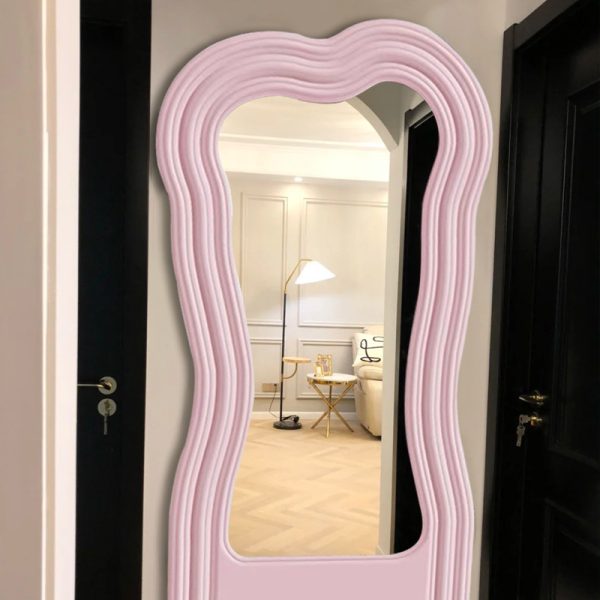 Irregular Full Length Mirror Floor Bedroom Makeup Girls Modern Art Design Big Mirror Wood Frame Specchio Room Decor Aesthetic - Image 15