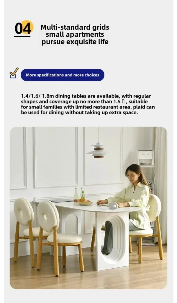 Dining Table Set，dining Room Sets Table and Chairs Dinner Service Kitchen Living Room White SLATE Nordic Style - Image 22