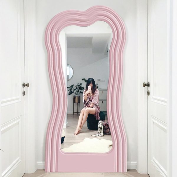 Irregular Full Length Mirror Floor Bedroom Makeup Girls Modern Art Design Big Mirror Wood Frame Specchio Room Decor Aesthetic - Image 13