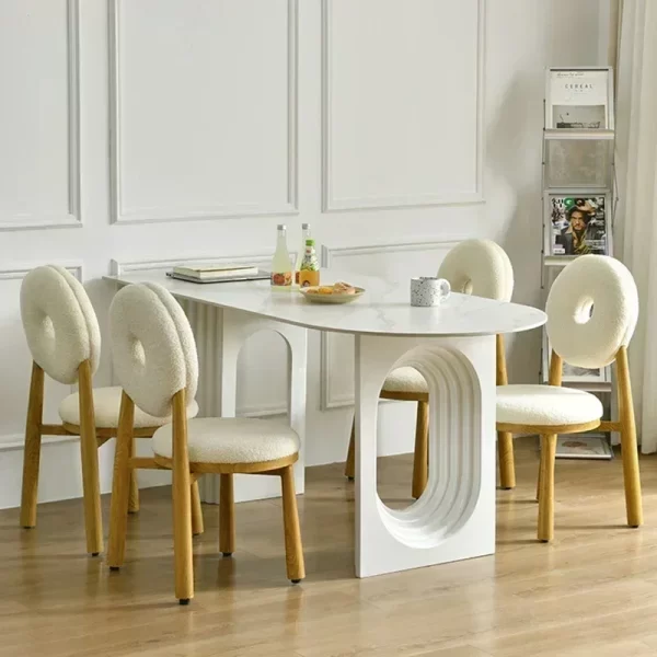 Dining Table Set，dining Room Sets Table and Chairs Dinner Service Kitchen Living Room White SLATE Nordic Style - Image 2